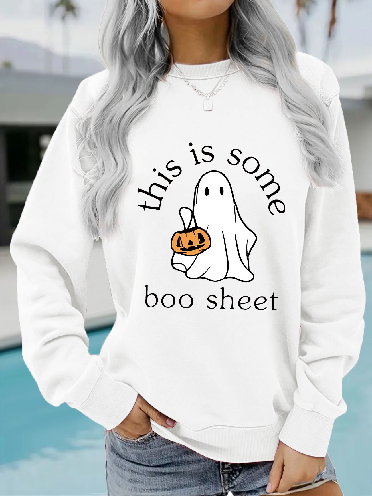 Knitted Casual Crew Neck Loose Sweatshirt