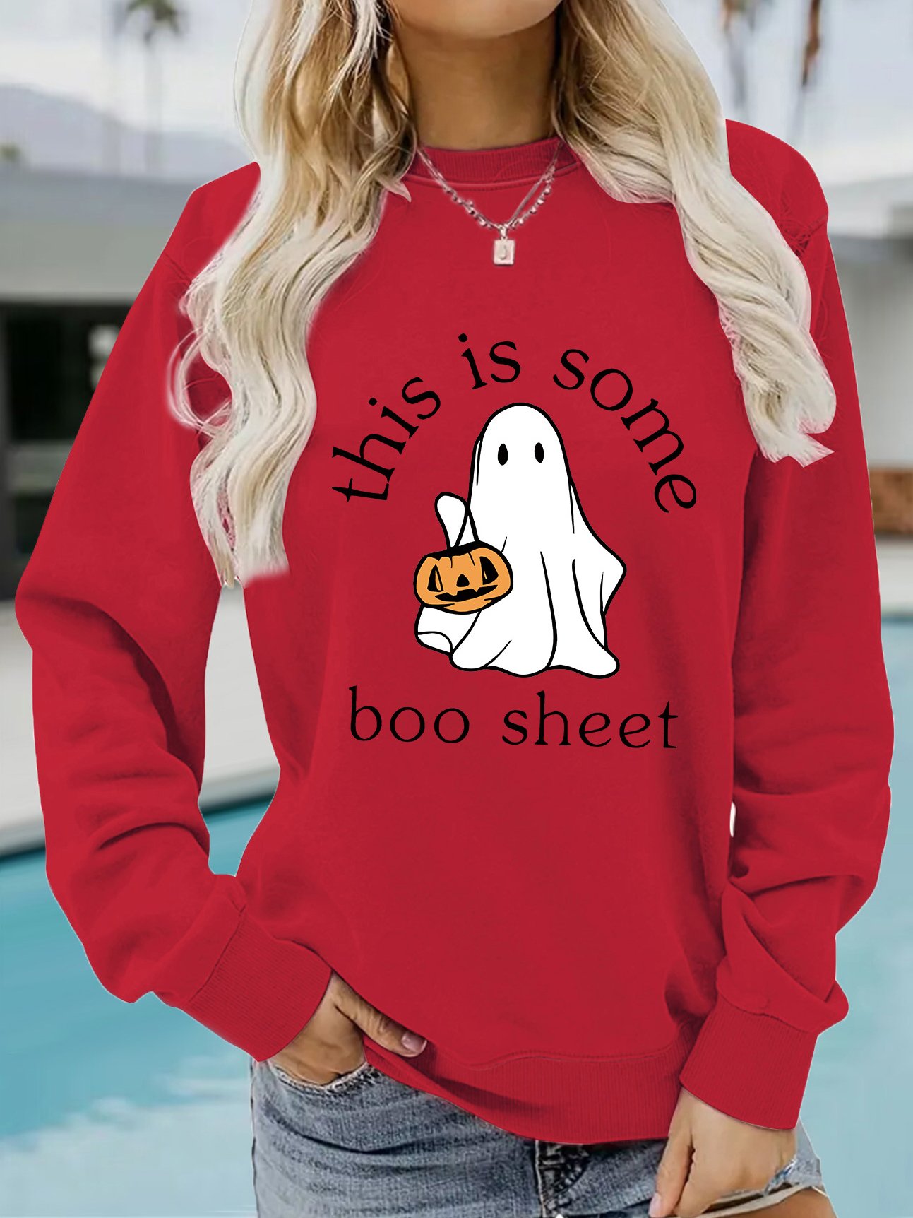 Knitted Casual Crew Neck Loose Sweatshirt