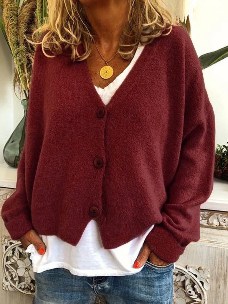 Casual V Neck Knitted Kimono