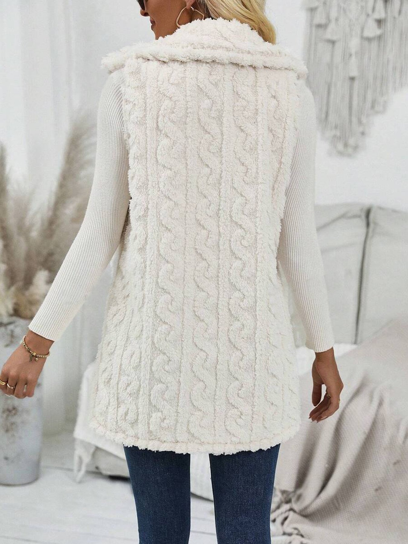 Pocket Stitching Casual Plain Teddy Velvet