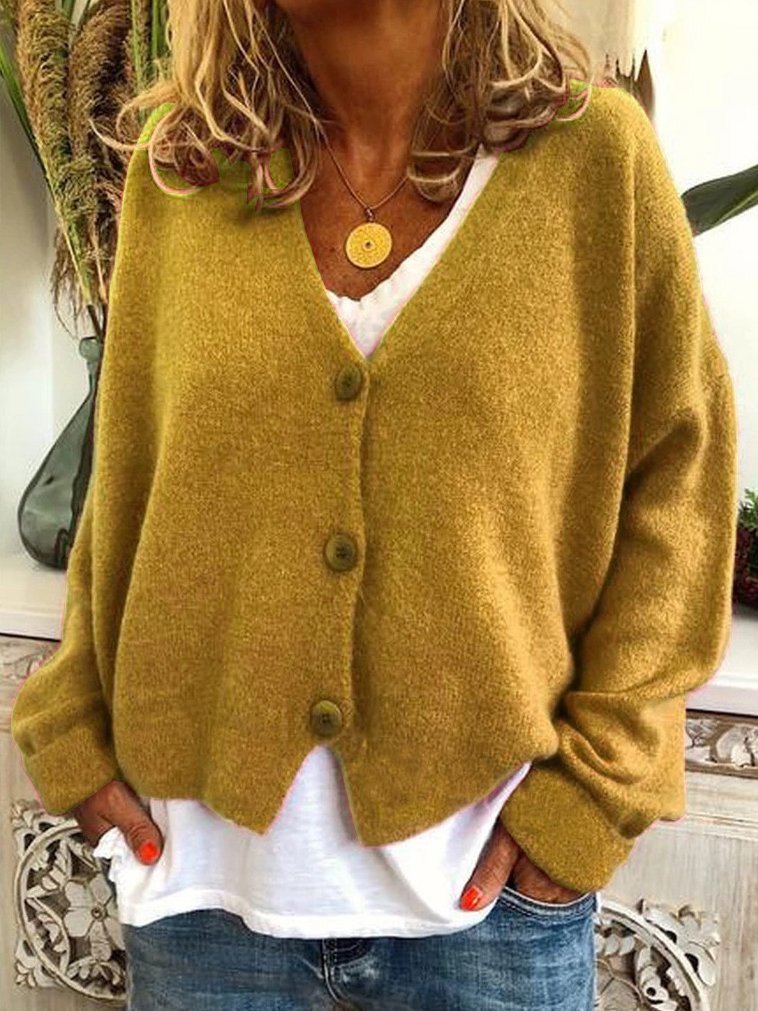 Casual V Neck Knitted Kimono