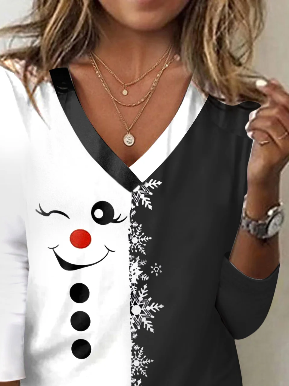 Zolucky V neck Daily T-shirts,Jersey H-Line T-shirts