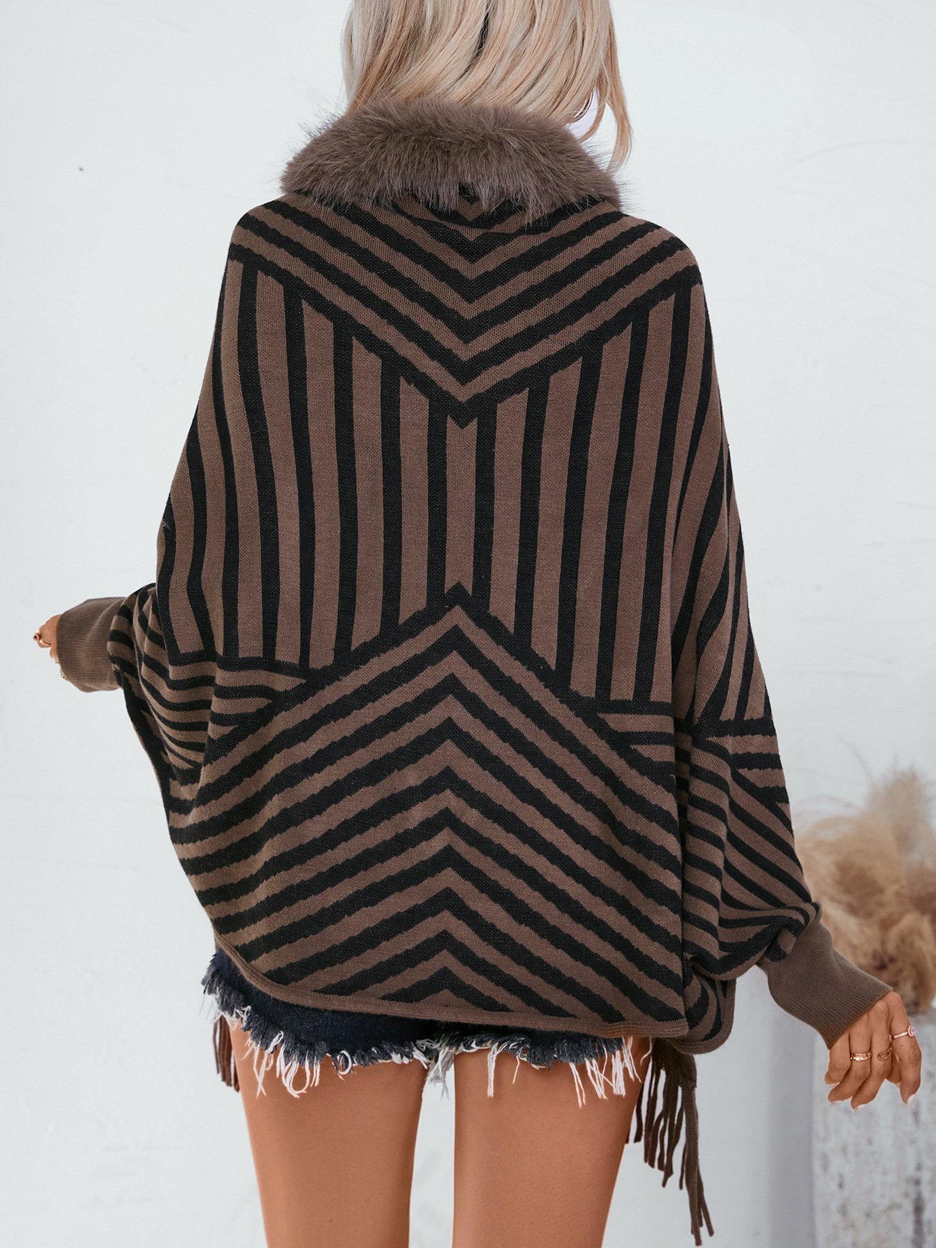 Casual Loose Striped Cloak