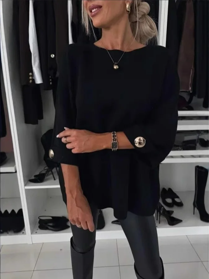 Yarn/Wool Yarn Casual Crew Neck Loose Sweater