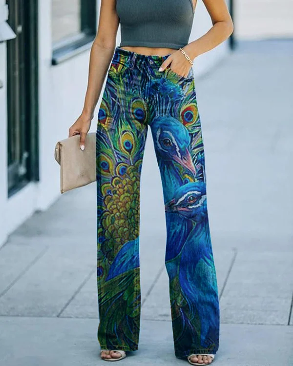 Regular Fit 3D Printing Casual Jeans