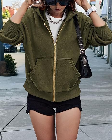 Hoodie Loose Plain Vintage Jacket