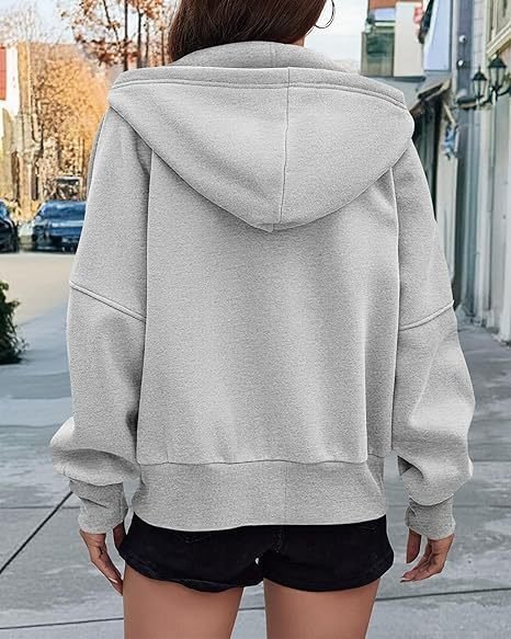 Hoodie Loose Plain Vintage Jacket
