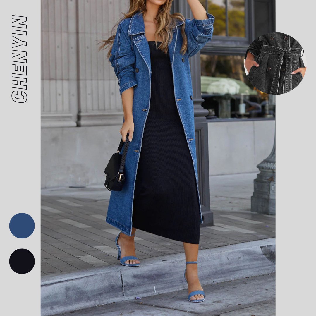 Casual Plain Shawl Collar Trench Coat
