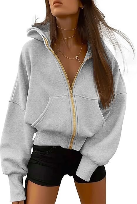 Hoodie Loose Plain Vintage Jacket