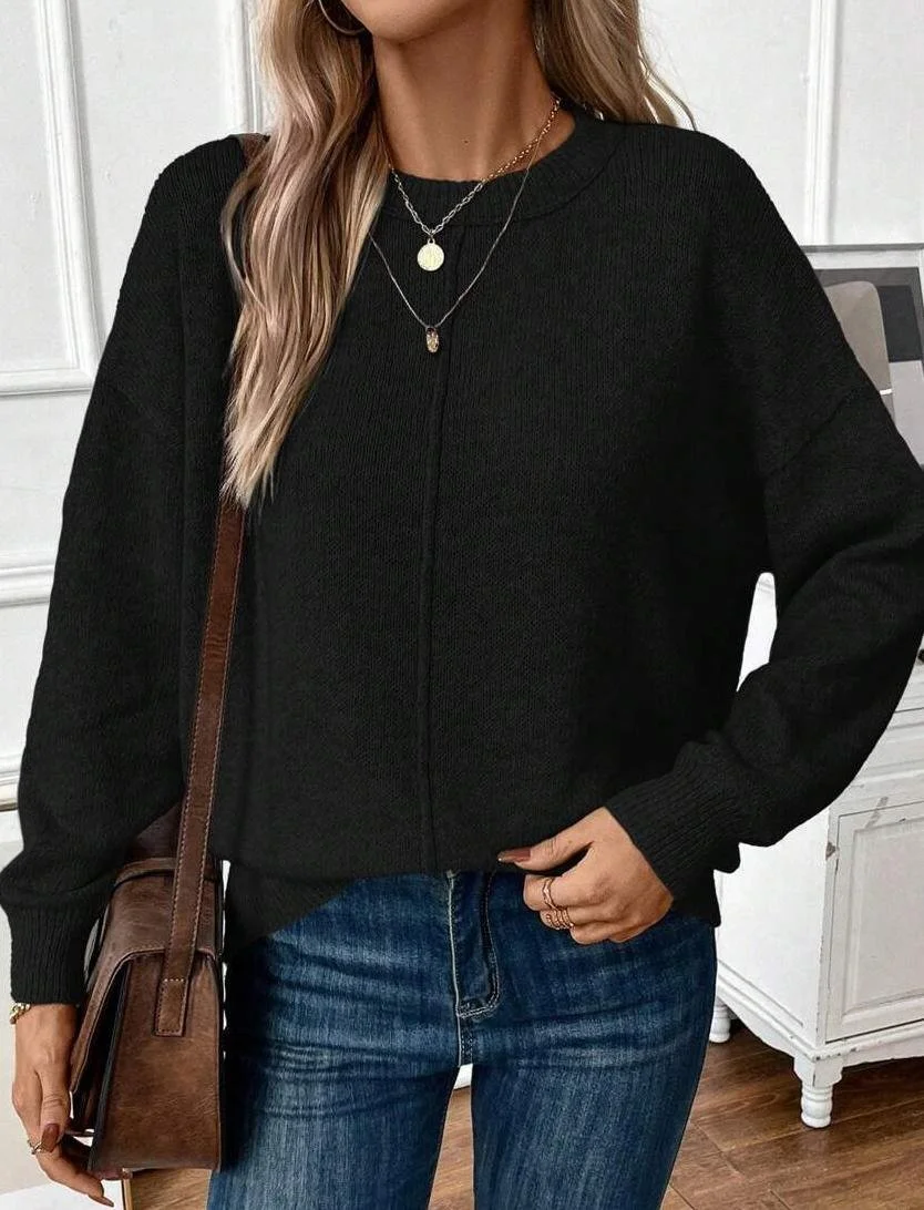 Crew Neck Casual Loose Sweater