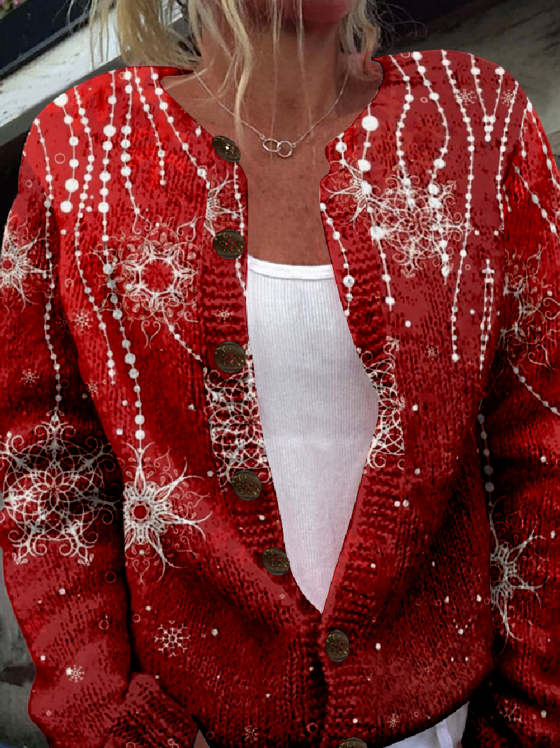 Loose Vintage 3D Printing Christmas Cardigan