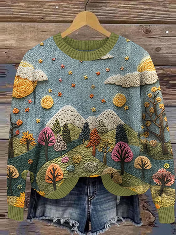 Forest Art Round Neck Sweater