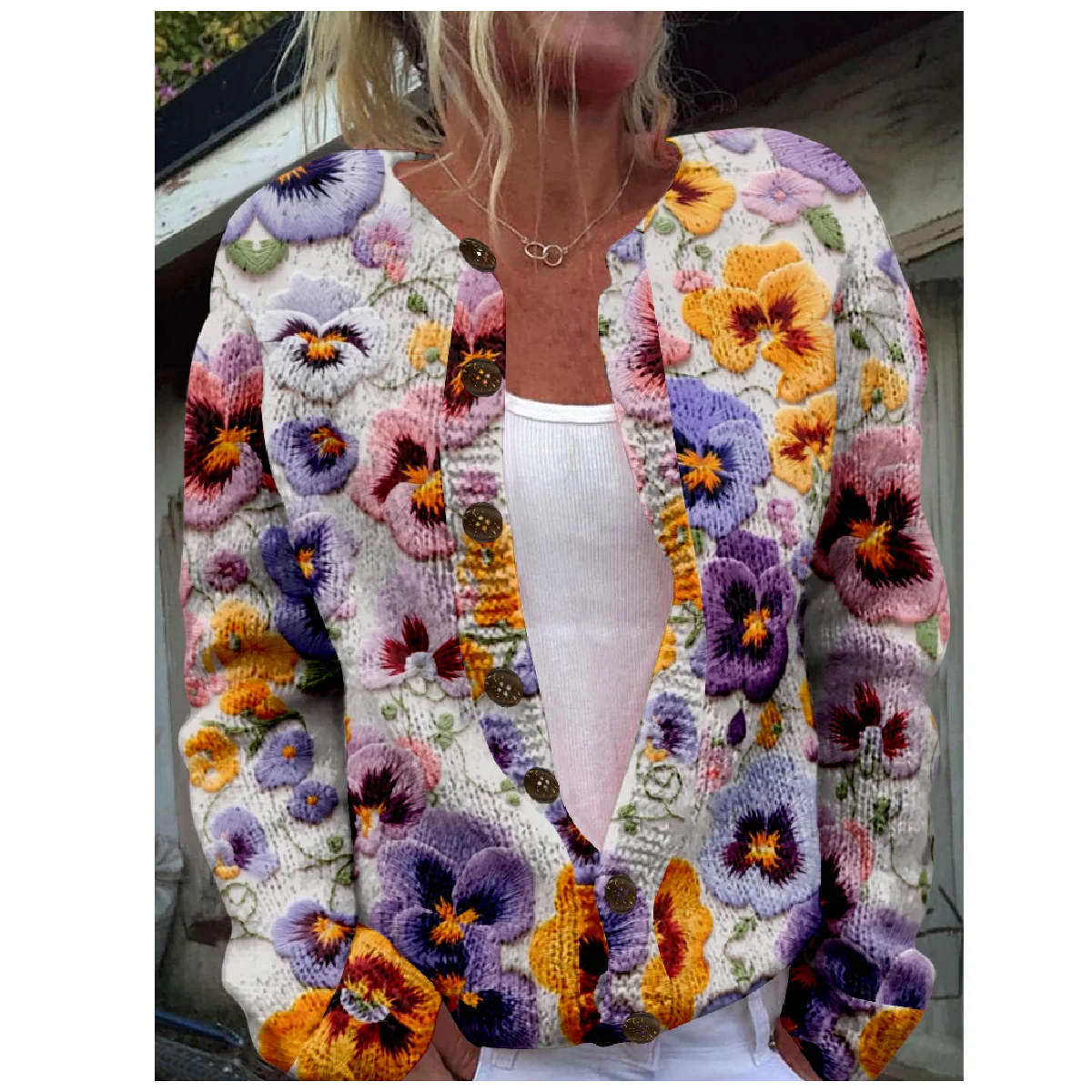 Loose Crew Neck Vintage Cardigan