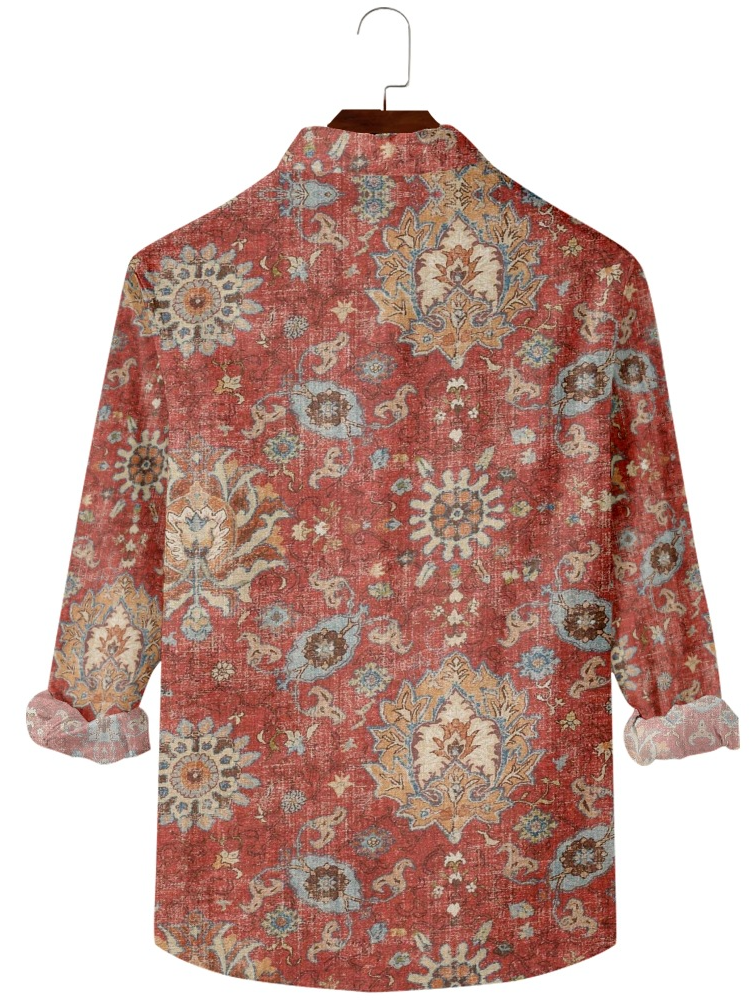 Shawl Collar Loose Ethnic Shirt