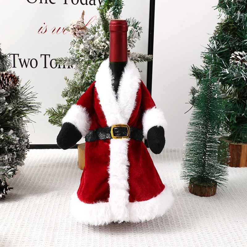 Single Christmas Velvet Dress Wine Bottle Ornament Holiday Party Ornament