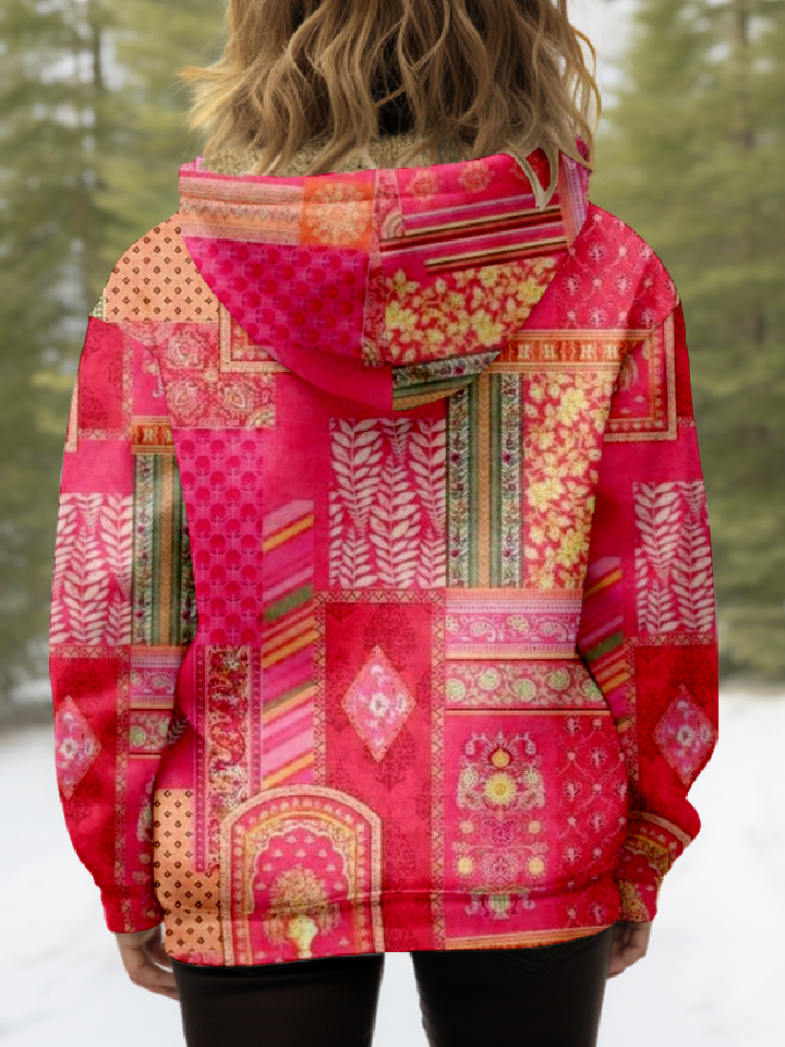Regular Fit 3D Printing Vintage Hoodie Padded Jacket