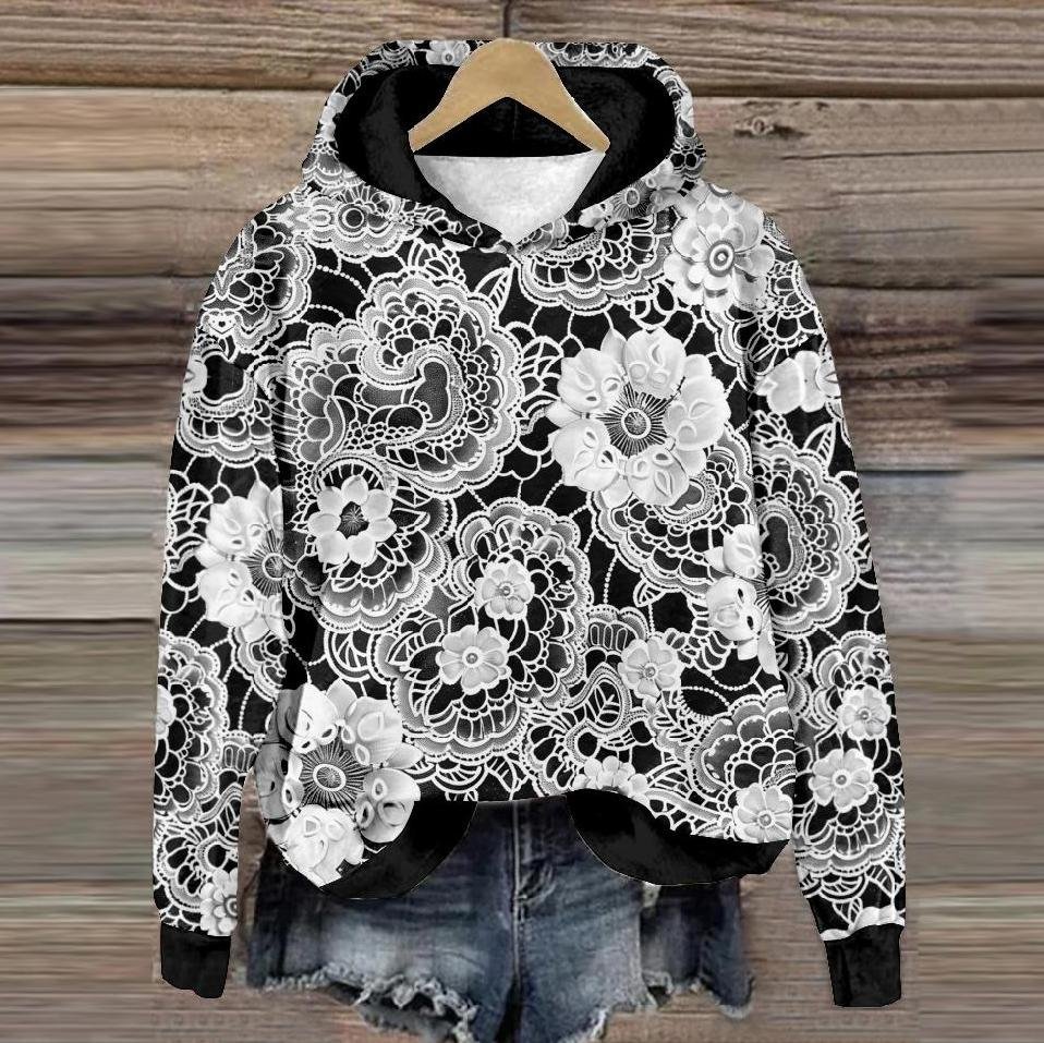 Loose 3D Printing Hoodie Casual Sweatshirt