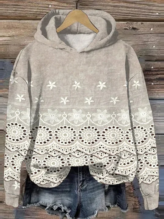 Hoodie Loose Casual Floral Sweatshirt