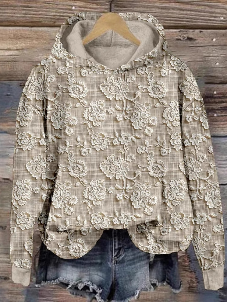 Hoodie Loose Casual Floral Sweatshirt