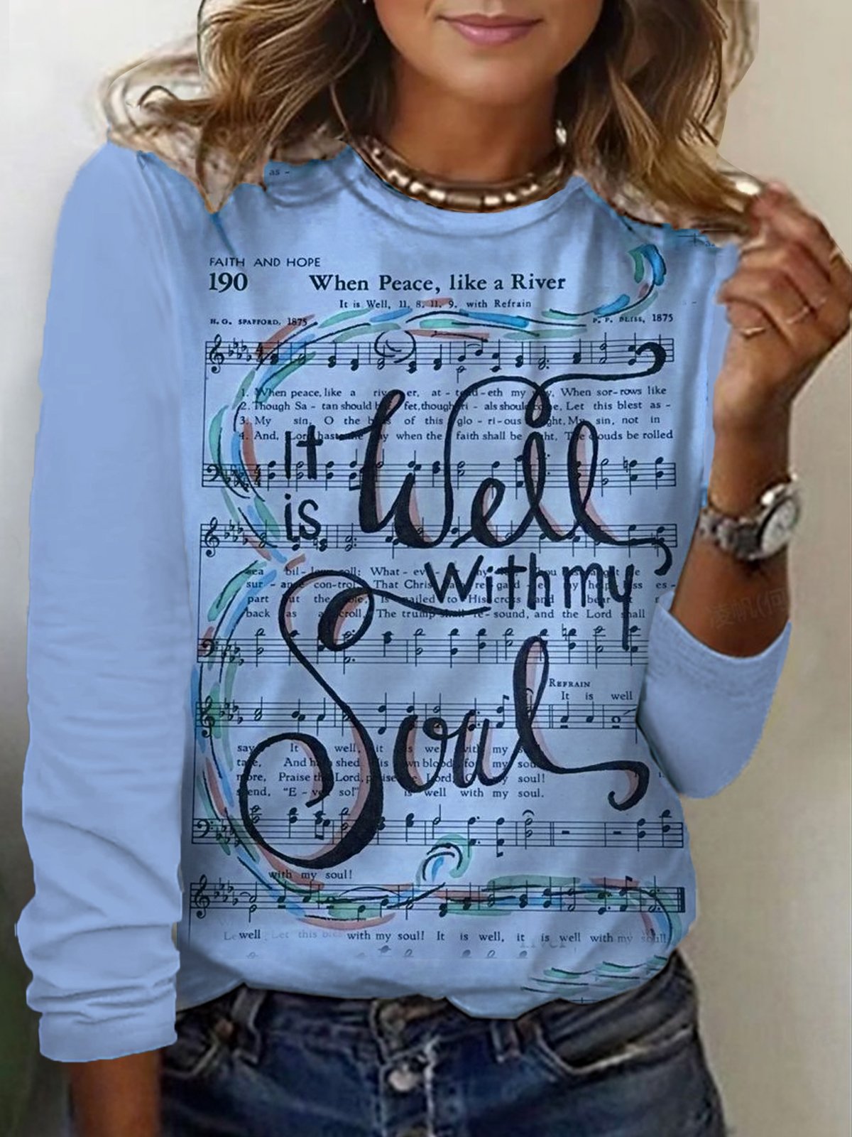 Casual Crew Neck Music T-Shirt