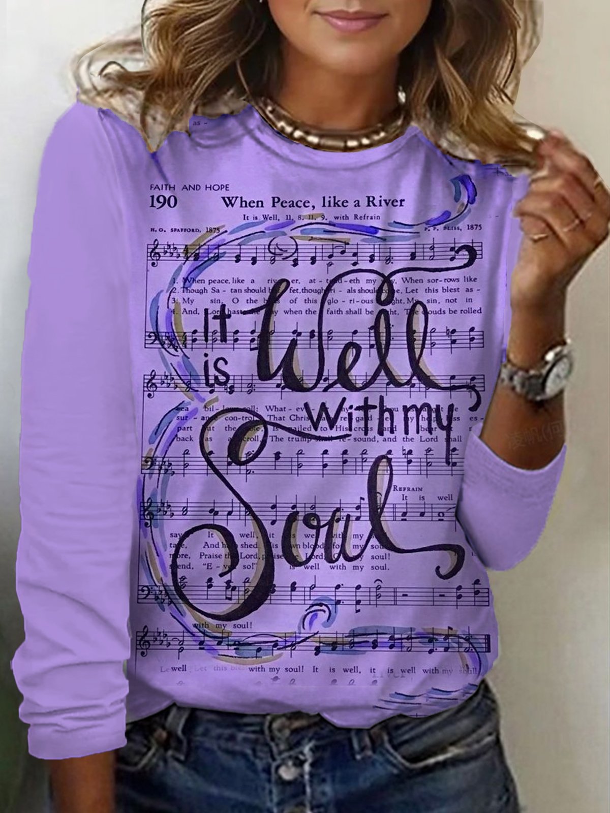 Casual Crew Neck Music T-Shirt