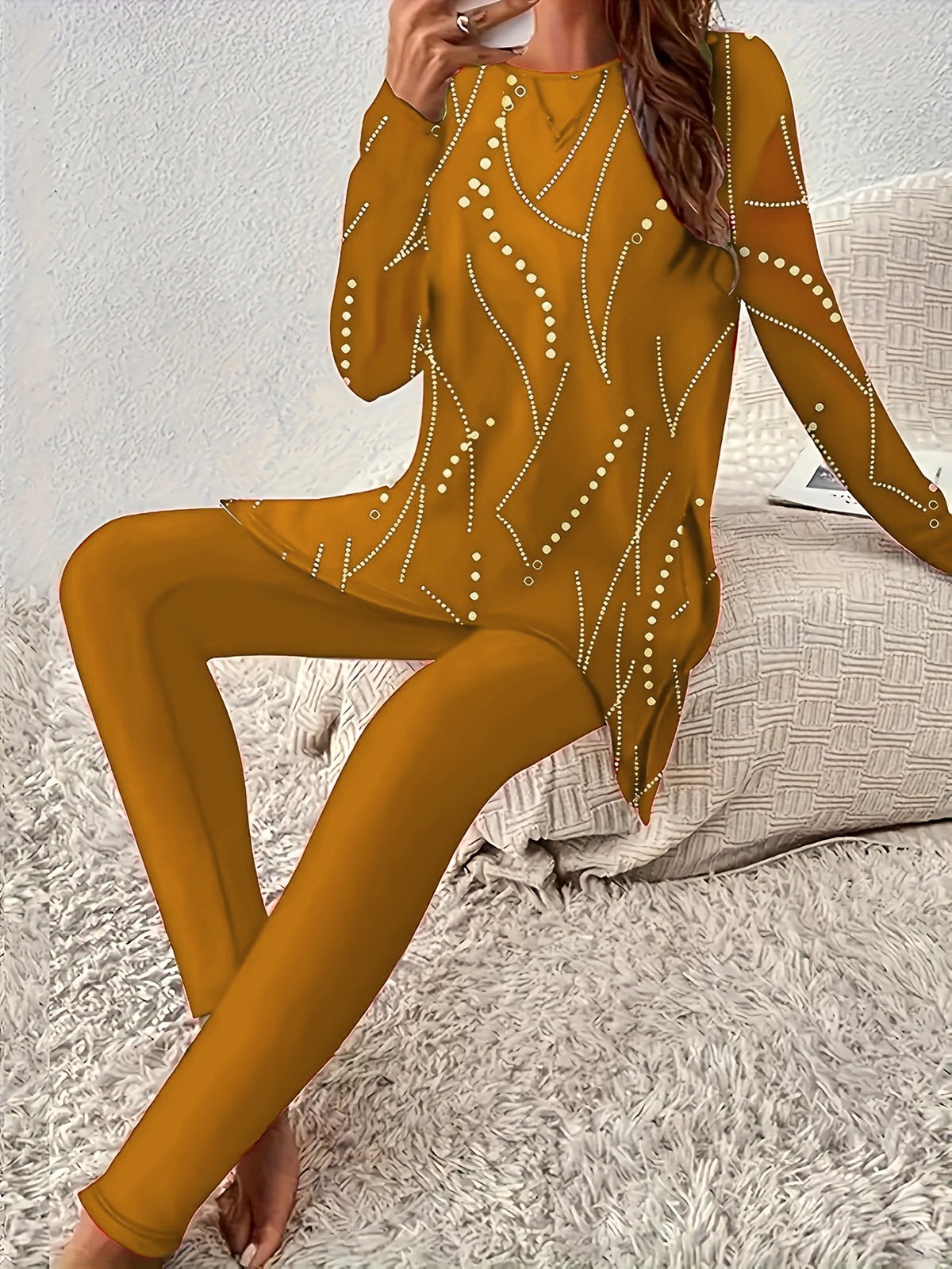 Geometric Print Casual Suit