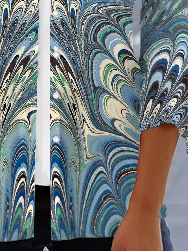 Geometric Print Long Sleeve Shawl Jacket