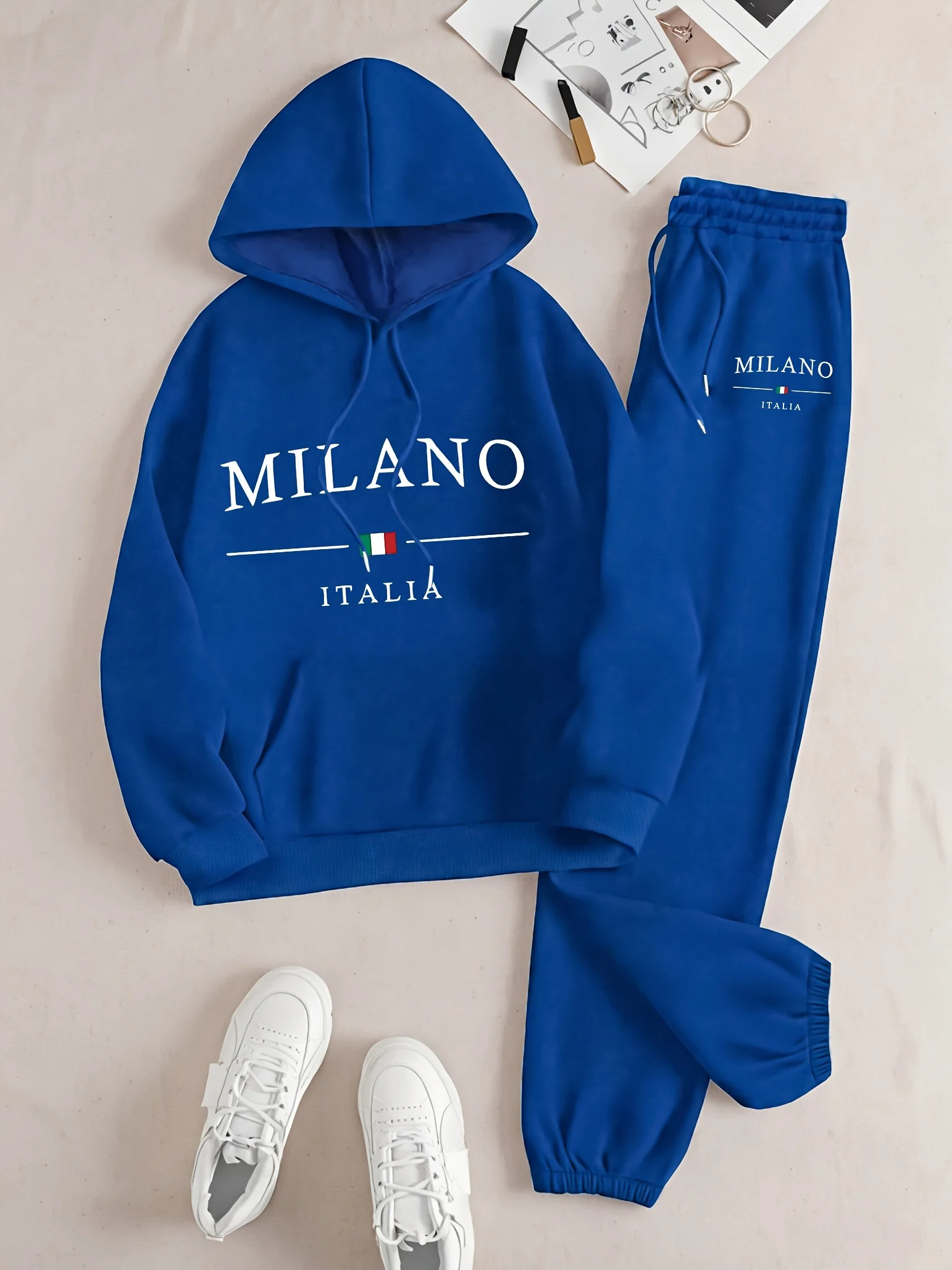Italian Theme Women's Casual Sweatshirt and Pants Set