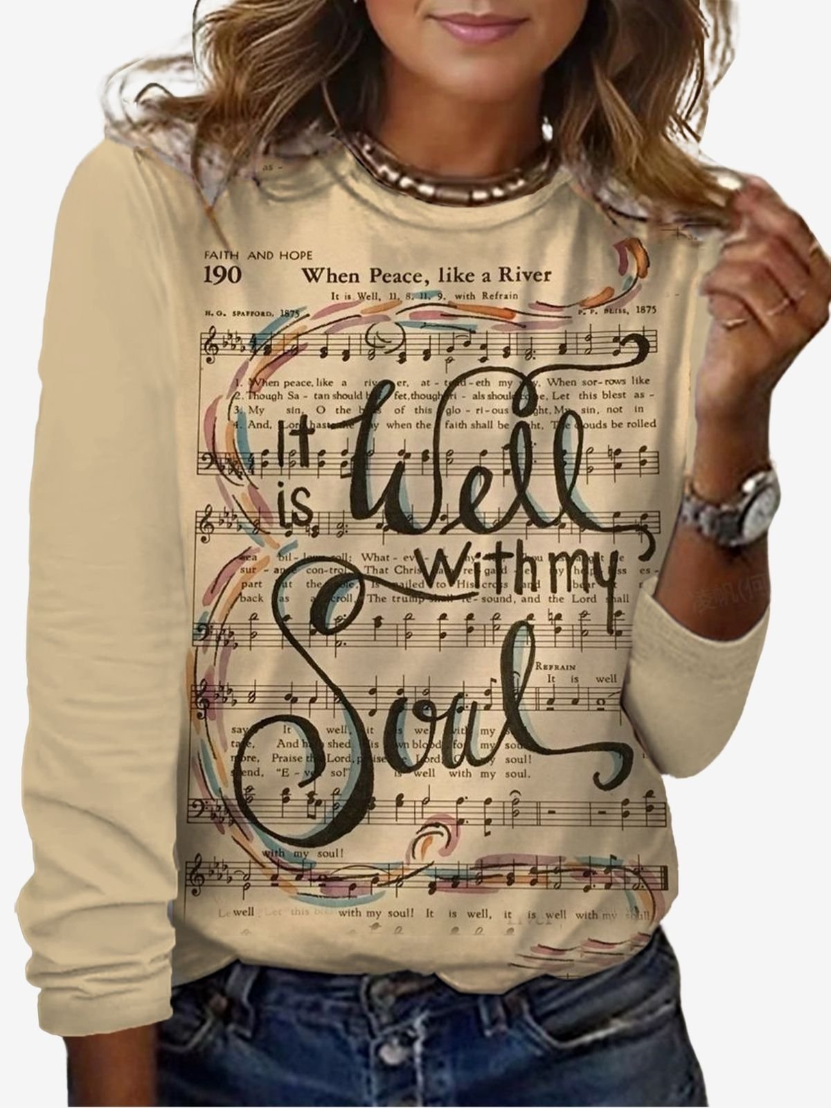 Casual Crew Neck Music T-Shirt