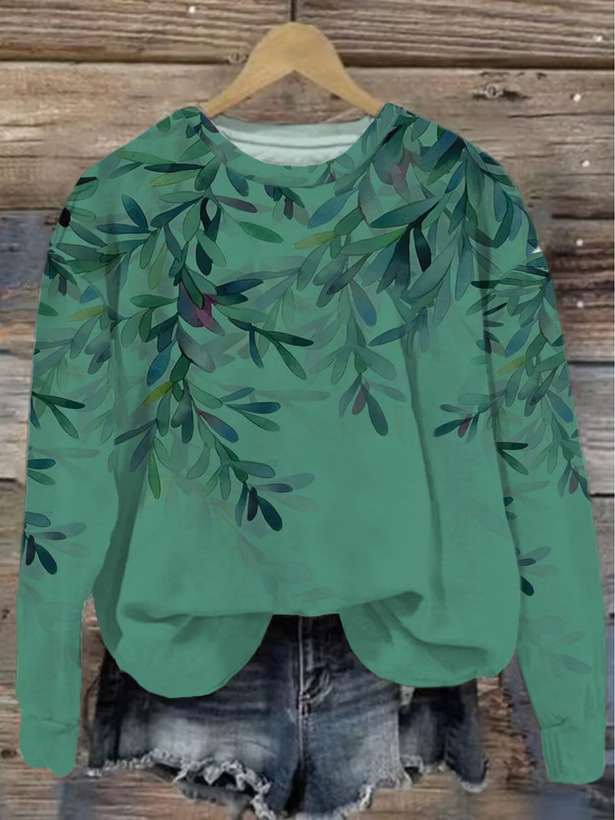 Women's Botanical Floral Spring Crew Neck Sweatshirt