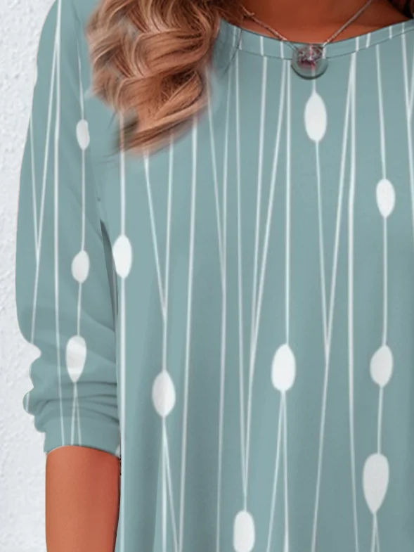 Women's Striped Print Casual Round Neck Tunic T-Shirt