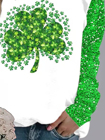 Women's St. Patrick's Day Printed Crew Neck Sweatshirt