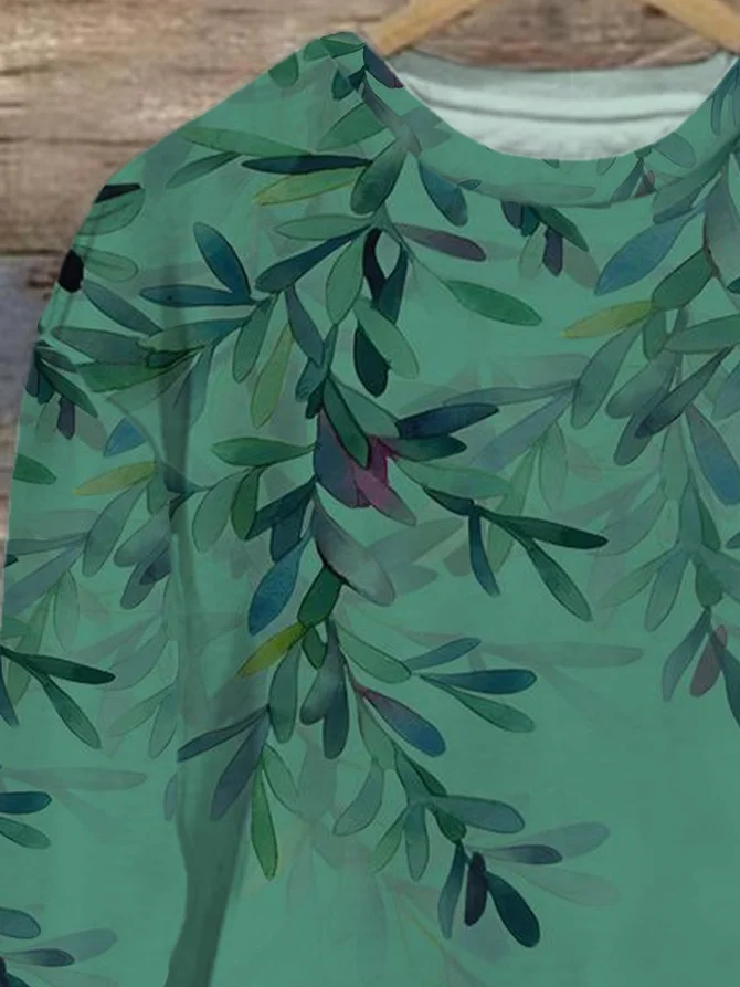 Women's Botanical Floral Spring Crew Neck Sweatshirt