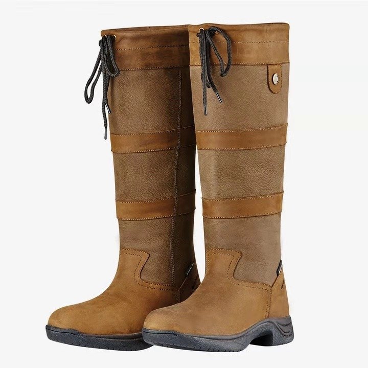 Leather Contrast Stitching Winter Cotton-Padded Boots