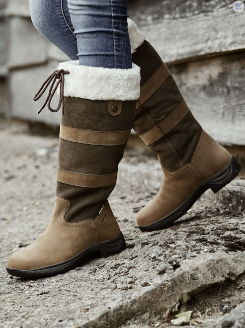 Leather Contrast Stitching Winter Cotton-Padded Boots