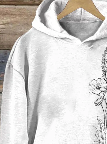 Women's Spring Floral Print Casual Long Sleeve Hoodie