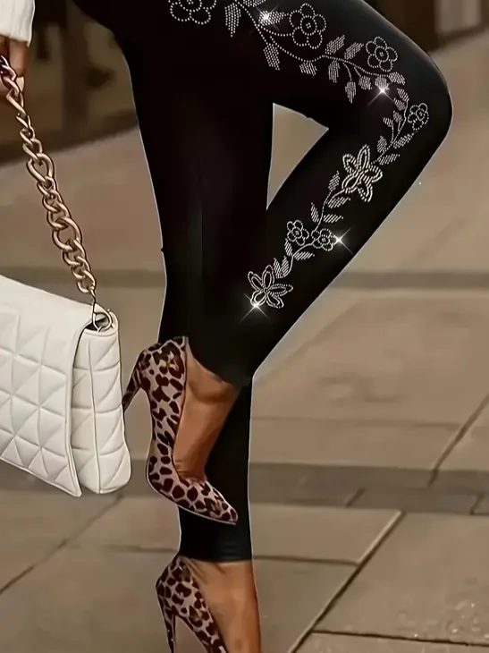 Women's Floral Spring Print Casual Leggings