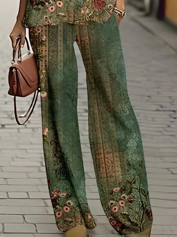 Women's Floral Spring Print Casual Two-Piece Suit