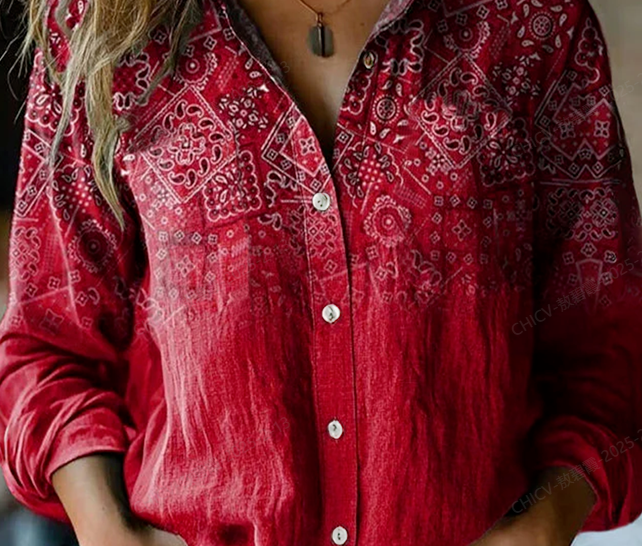 Vintage Ethnic Print Blouse