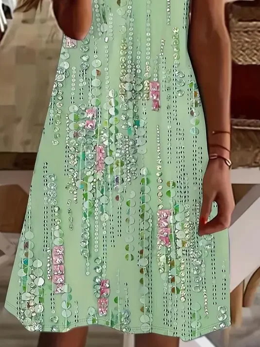 Women's Floral Spring Print Casual V-Neck Short Sleeve Dress