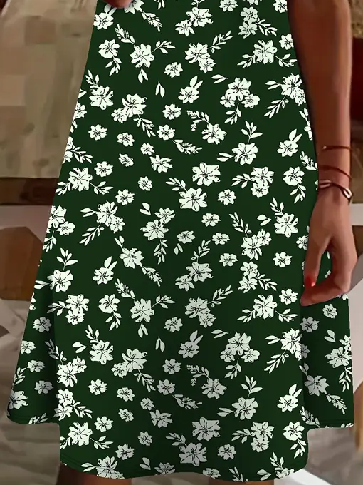 Women's Floral Spring Print Casual V-Neck Short Sleeve Dress