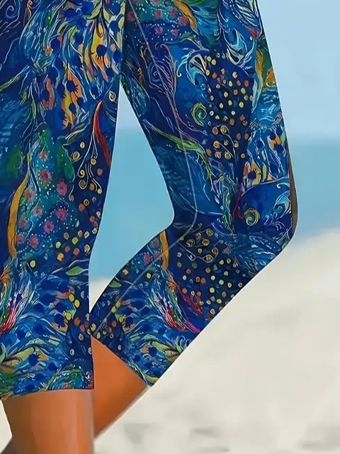 Women's Floral Spring Print Casual Leggings
