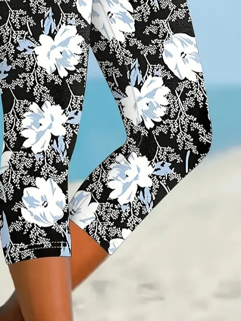 Women's Floral Spring Print Casual Leggings