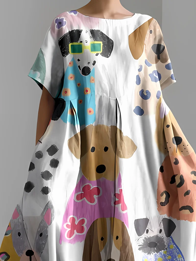 Women's Fun Cute Dog Print Dress