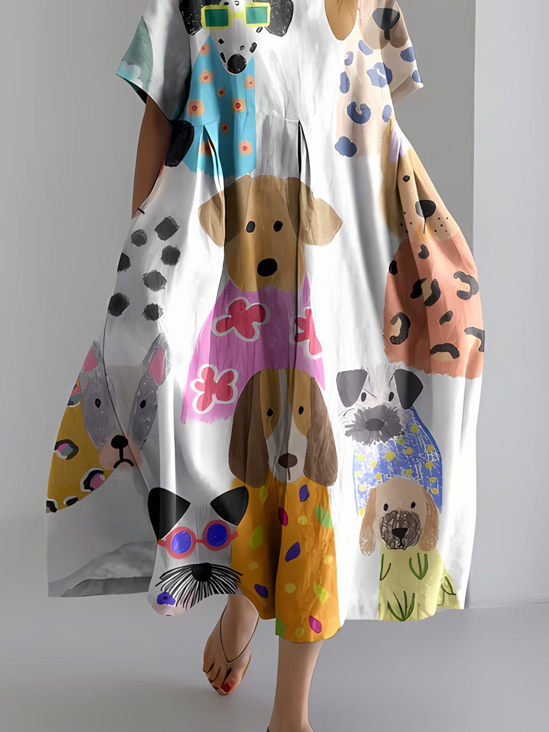 Women's Fun Cute Dog Print Dress