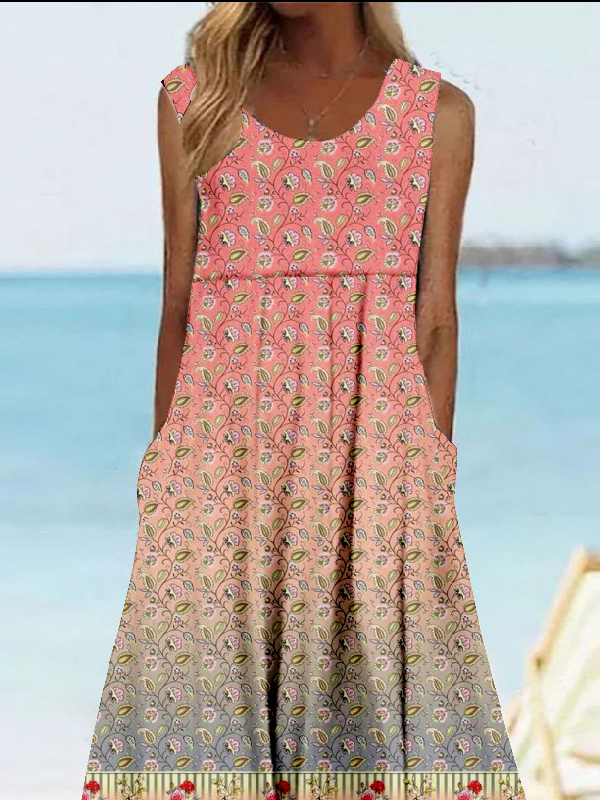 Crew Neck Casual Multicolor Block Dress With No