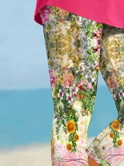 Women's Floral Spring Print Casual Leggings