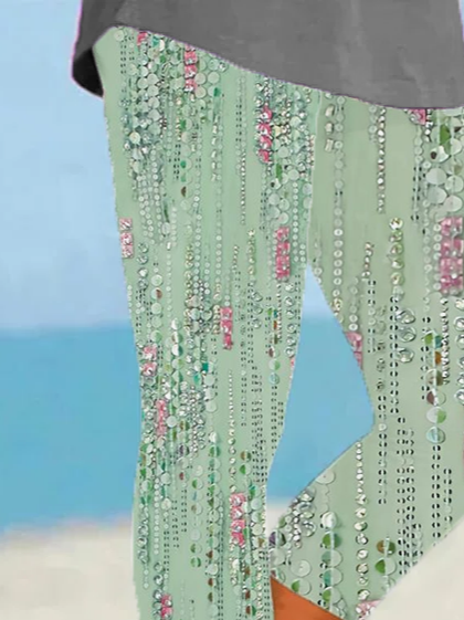 Women's Striped Spring Print Casual Leggings