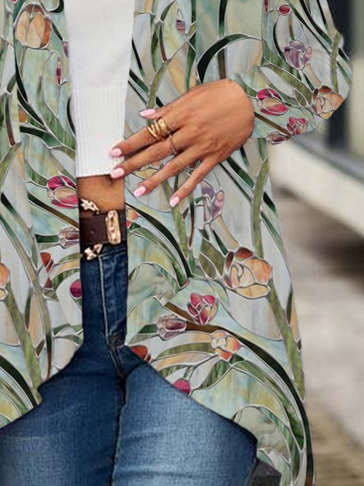 Women's Floral Spring Print Casual Fashion Cardigan