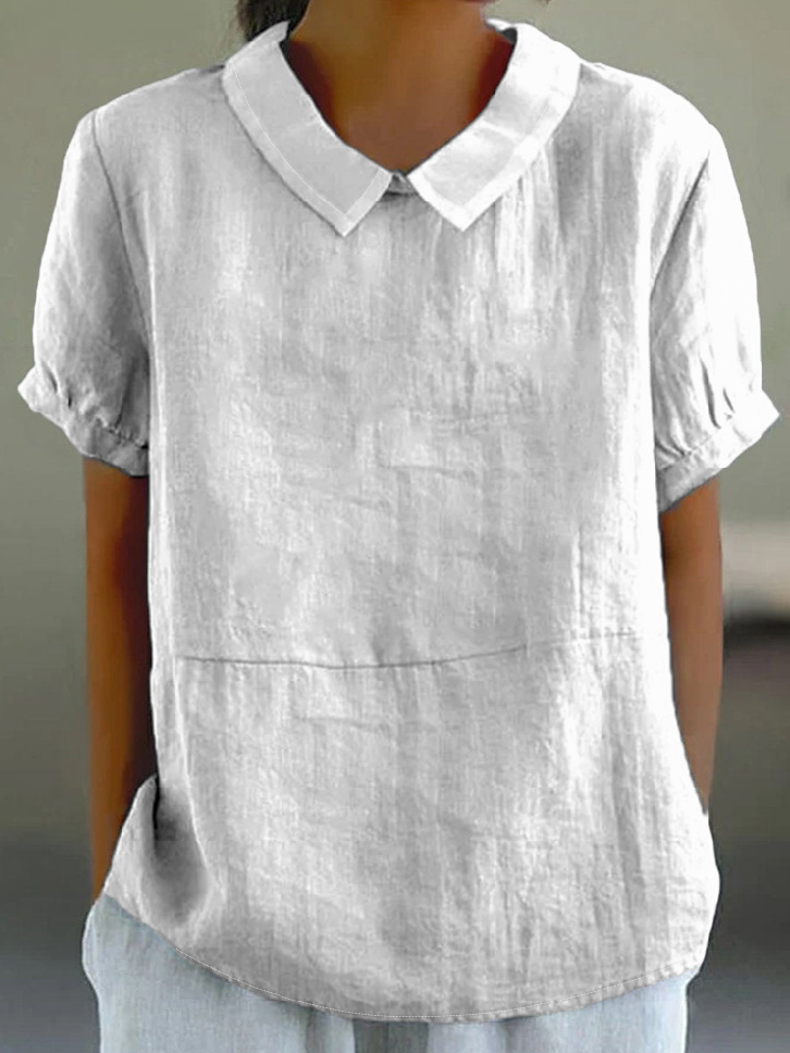 Shawl Collar Casual Plain T-Shirt